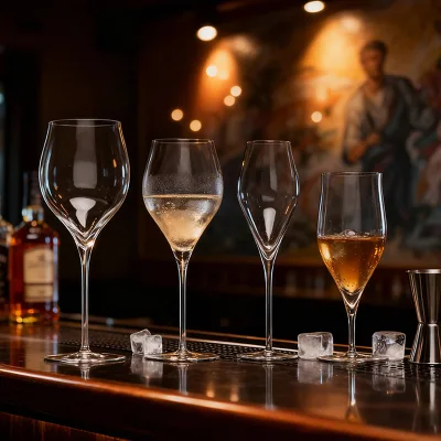 Hand Blown Lead-Free Ultra-Thin Crystal Clear Wine Glasses for Bar Restaurant Commercial Use Bulk