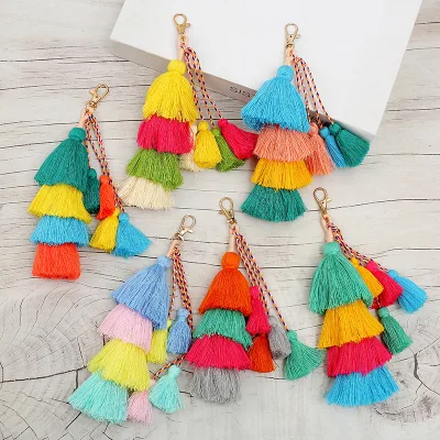 Colorful Tassel Pendants for Bags Phone Keychains Handmade Bohemian Tassel Keychain Tassels Bag Key Chain Charm Handbags Pendant