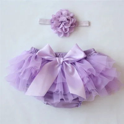 BABY BLOOMER and HEADBAND Set - Chiffon Ruffle Diaper Cover - Baby Girl Bloomers