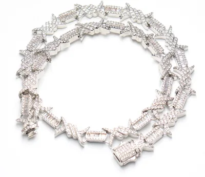 Dragon Bone Chain Necklace Fashionable Flower Basket Chain Custom 925 Silver Rose Gold Plated + Moissanite Hip-hop Style Unisex