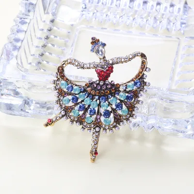 Various Styles Retro Large Women Rhinestone Brooch Creative Dance Office Party Clothing Accessories Gifts