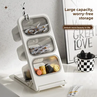 Office Break Room Capsule Coffee Tea Snack Storage Organizer Japanese Style Rectangular 3-Layer Desktop Storage Box Taizhou