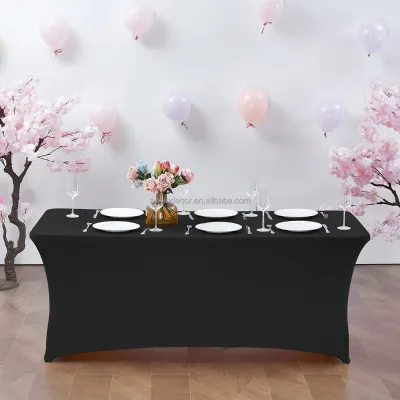 ANNIELU Square 6ft/8ft Spandex Stretch Table Cloth for Party Wedding Outdoor Events-Customizable