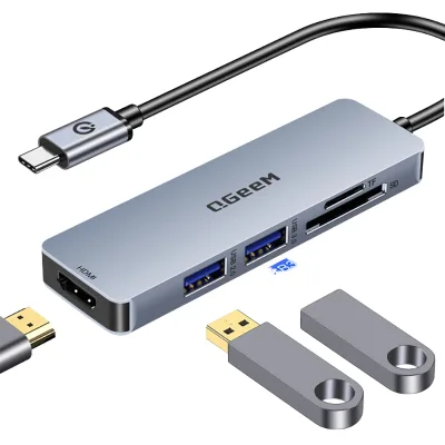 QGeeM USB C Hub Dock for Macbook Pro Multi-Function 3.0 USB Hub Type C Adapter Card Readers  Splitter Laptops Tablets Stock