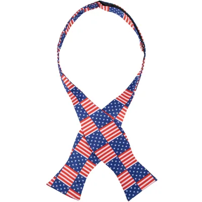 Custom Bow Tie Mens American Flag Stars & Stripes Self Butterfly Patriotic Bow Tie USA Pride Accessory Self-Tied Bowtie