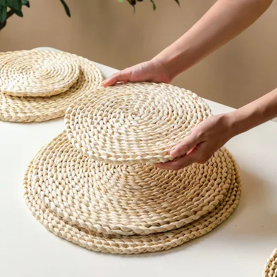 Natural Wood Woven Heat-proof coaster Trivet Table Mat Placemat Cattail Mat Crockery Padheat-resistant Non-slip Pot Holder