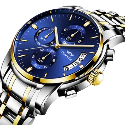 New Watches Men Luxury Top Brand OLMECA Chronograph Mens Sports Watches Waterproof Luminous Hands Quartz Men's Wristwatch