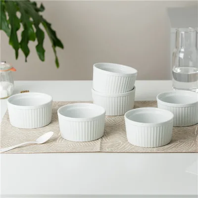 Home Cookware Baking Used Custom White Dessert Snack Cake Ceramic Ramekins for Suffle