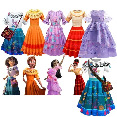 Encanto Costume Princess Dress Suit Charm for Girls Cosplay Isabela Mirabel Christmas Birthday Party Clothes