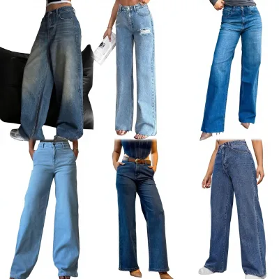 Factory Direct Sales Women's Plus Size Cargo Pants Summer Straight Leg Mid Waist Regular Fit Wide Leg Full Length