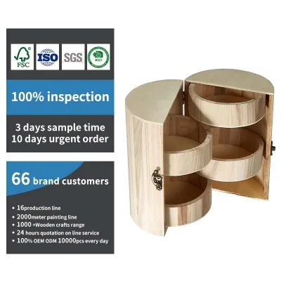 Hot Sale Round Wooden Jewellery Box Made of Natural Wood Organizer Storage Box for Home Decor