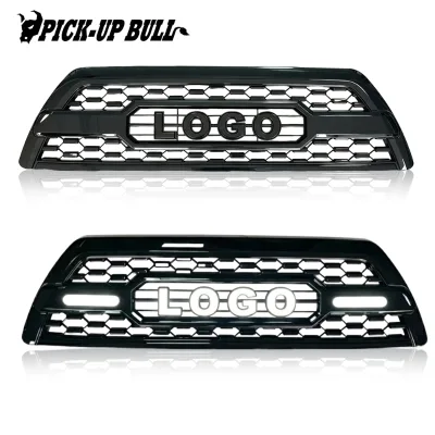 Offroad Modified Grille Without/ With LED  Lights Direct Replacement for 4Runner 2006-2009 Matte Black Front Mesh Grill