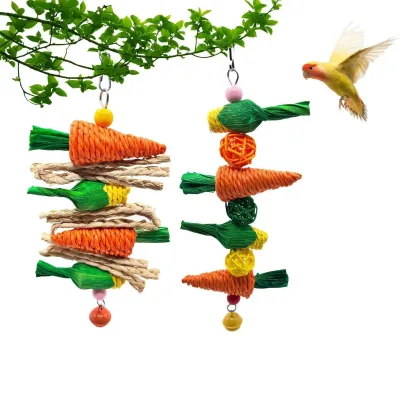 Hot Selling Natural Safety Carrot Shape Play Chew Toys for Parrots Birds