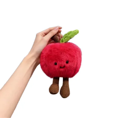 Cute Cartoon Coffee Bean Plush Light Keychain Soft Eco-Friendly Fluffy Stuffed Smiling Face Pendant Backpack Charm Custom Gift