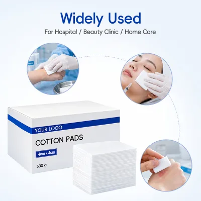 450G 500G Medical Grade High Absorbent Cotton Pads 2*2 square High Absorbency Disposable Makeup Remover Absorbent Cotton Pads