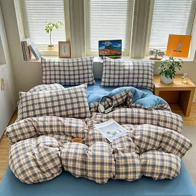 2026 New High-Weight Super Soft Polyester Seersucker Double-Layer Fabric Three/Four-Piece Single Quilt Cover Series for Hotel