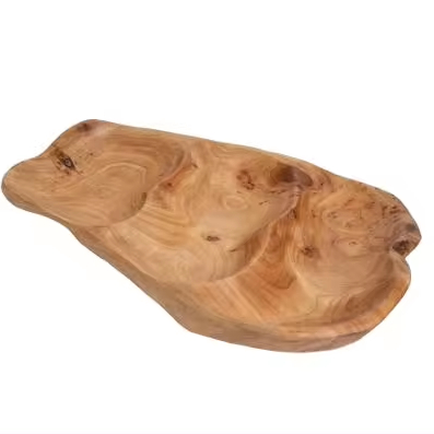 Guansen Cedar Root Handpainted Country Design Carved Rectangle Fruit Plate and Trays Elegant Dinnerware Sets