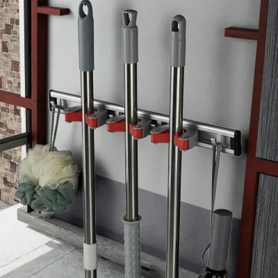 Hot Selling Multi-Function Mop Holder with Storage Hook for Broom Cleaaning Tool Storage Household Cleaning Accessories
