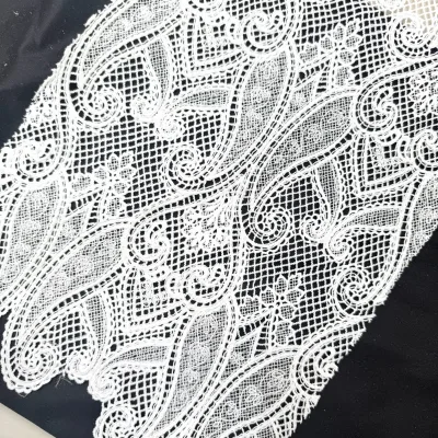 Factory Wholesale White Lace Scarf Hijab Lace Embroidery Lace Fabric for Wedding Dress Veil Fabric Arabian   Lady Clothes