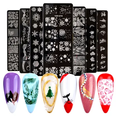 Nail Supplies Christmas Template Snowflake Bell Snowball Elk Design Nail Art Stamping Plate