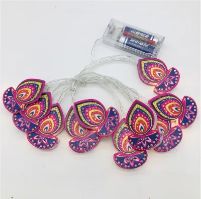 Free Sample Muslim Ramadan Custom String Light Moon Star Castle Lights Diwali Lights Decoration Diya String Fairy Lamp
