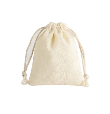 Cotton 5*7cm Jewelry Bag Drawstring White Jewelry Pouch with Ring Necklace Jewelry Packing Pouch