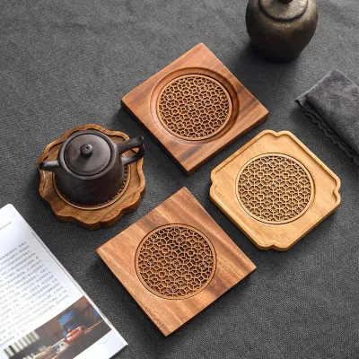 Wooden Wave-Shaped Teapot Tray Heat-Insulating Coaster Cup Rack Tea Ceremony Accessories Purple Clay Teapot