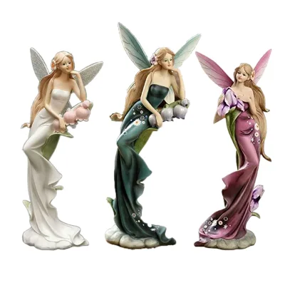 Wholesale Resin Handmade Custom Garden Figurine Polyresin Garden Angel Decoration Ornaments Gardening Resin Angel Figurine
