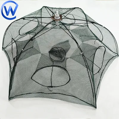 American Best Aquaculture Crab Fish Catching Trap Foldable 7 Hole Crayfish Crawdad Trap Folding Umbrella Style Fishing Trap