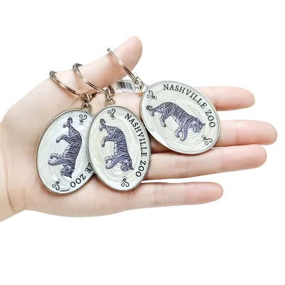 Custom Logo Retro 2D/3D Zinc Alloy Enamel Metal Promotional Portable Keychain with Freeform Design