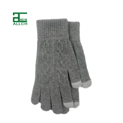ALLCH RTS Stock Touchscreen Winter Gloves Twist Pattern Acrylic/Cotton Knitted Opera Length Mittens Outdoor Sports Daily Casual