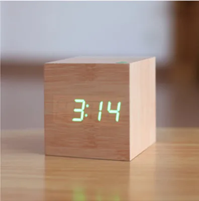 Exciting Price MDF Wooden Green Digital LED Nixie Display Alarm Clock