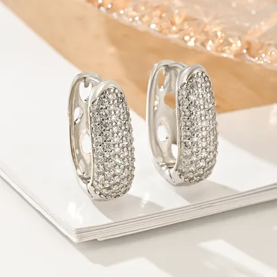 Fashion Jewelry New Hengxuan Micro-faceted Classic Moissanite Earrings Gold-plated C-shaped Hoop Earrings