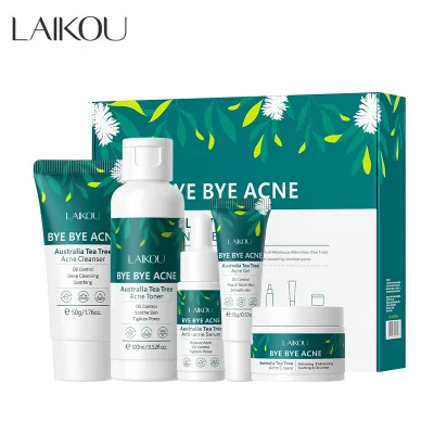 Private Label Tea Tree Skincare Set High Quality Anti Acne Facial Cream & Lotion Repair Acne Skin Care 5 Pieces Set