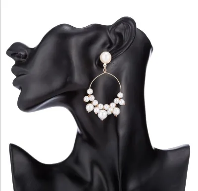 2020 Newest Pearl Hoop Earrings Circle Earrings Drop Dangle