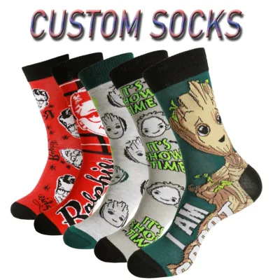 LOW MOQ Women Crew Eco-Friendly Breathable Cotton Socks Spring Customized Jacquard Print Digital Print Logo