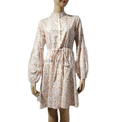 Customized Fashionable Floral Printed Casual Midi Length Dress Women
