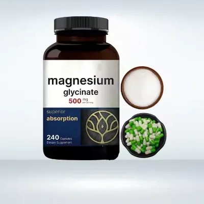 Private Label Magnesium Glycinate Complex Vitamin Supplement 500mg 120 Caps/Bottle for Men