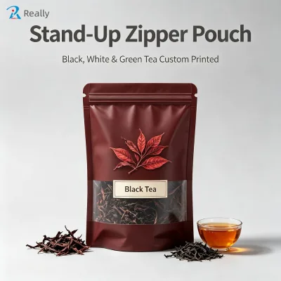Custom Printing Self Standing Zipper Pouch for Coffee Tea Packaging Resealable Plastic Bag Moisture Proof Food Grade Wholesale