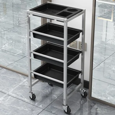Professionnel Plastic Beauty Hair Salon Trolley With Doesn't Suck Hair Wheel