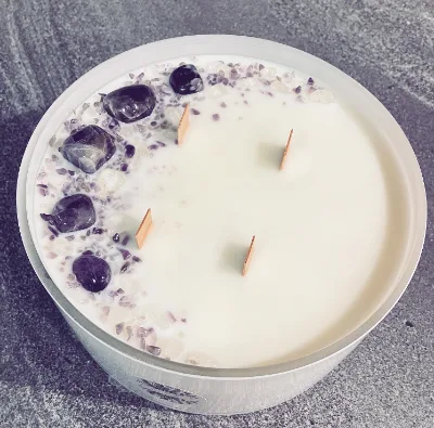 Valentine's Day Wholesale Luxury Crystal Private Label Candle Aromatherapy White Sage Lavender Soy Wax Scented Candle with Herb