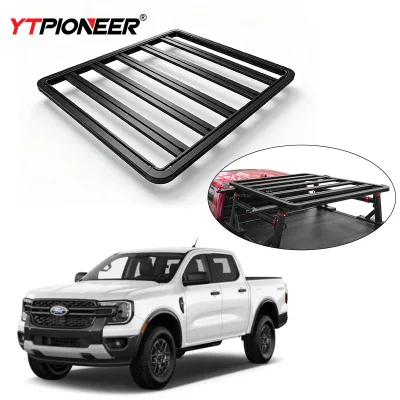 2024 2025 2026 4x4 Pickup Universal Roll Bed Rack Black Aluminum Overland Truck Roof Racks for ford Ranger Low Profile