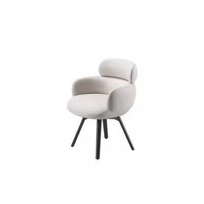 BST New Design Dinning Room Furniture Rotating Chair Italian Style High Quality 360 Degree Swivel Genuine Leather Dining Chairs