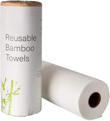 Reusable White Bamboo Viscose Fiber Cleaning Dish Towel Eco Kitchen 28x28cm 110gsm Needle-Punched BRC Certified