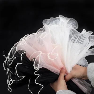High Quality Flower Pearl Mesh Floral Gauze Yarn Floral Wraps Bouquet Packaging Paper Designer Wrapping Paper