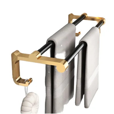 Luxury Single & Double Pole Steel Hanging Towel Rack Heater Punch-Free Design Including Toilet Light Home Hotel Bathroom Use
