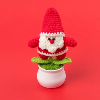Handmade Crocheted  Wool Potted Decorations Small Desktop Ornaments Finished Factory Art Decor Anniversary Gift