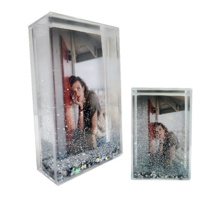 High Quality 2*3 Inch Plastic Photo Frame Fuji Film Glitter Liquid Picture with Shaking Sparkling Effect for Instax Mini Photos