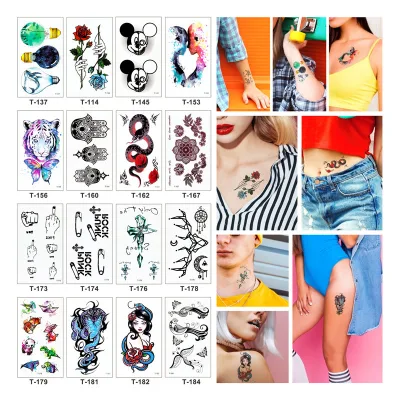 Stock Small Size Colorful Temporary Waterproof Flower Tiger Black Designs Tattoo Stickers Paper Fashionable Kids Girls Hands