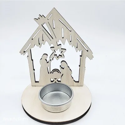 Wooden Candlestick Eco Friendly Religious Festivals Jesus Advent Ornament Home Decoration Candle Holder